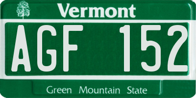 VT license plate AGF152