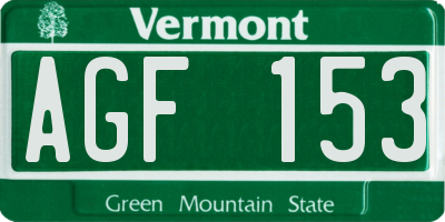 VT license plate AGF153