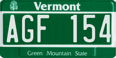 VT license plate AGF154