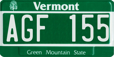 VT license plate AGF155