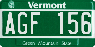 VT license plate AGF156
