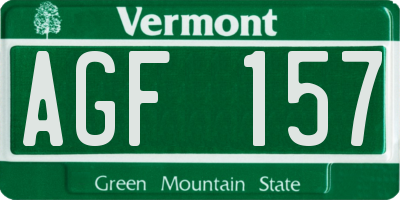 VT license plate AGF157
