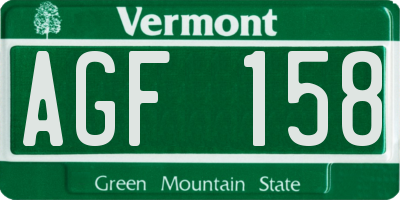 VT license plate AGF158