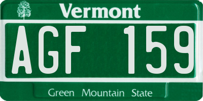 VT license plate AGF159