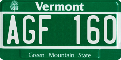 VT license plate AGF160
