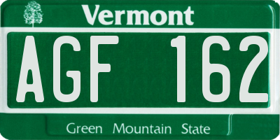VT license plate AGF162