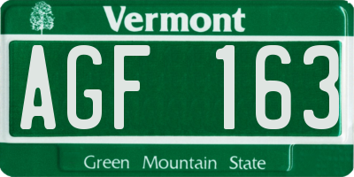 VT license plate AGF163
