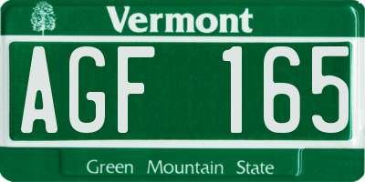 VT license plate AGF165
