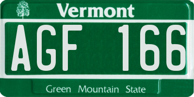 VT license plate AGF166