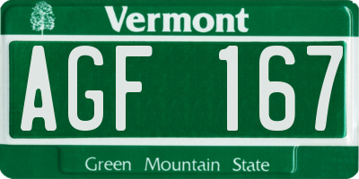 VT license plate AGF167