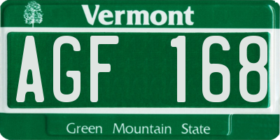 VT license plate AGF168