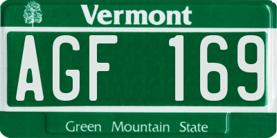 VT license plate AGF169