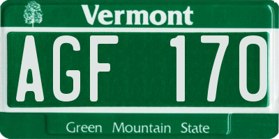 VT license plate AGF170