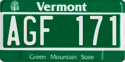 VT license plate AGF171