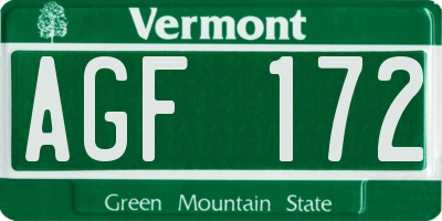 VT license plate AGF172
