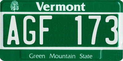 VT license plate AGF173