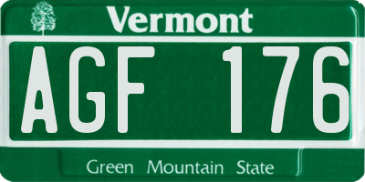 VT license plate AGF176