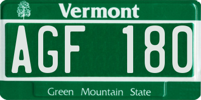 VT license plate AGF180