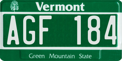 VT license plate AGF184