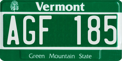 VT license plate AGF185