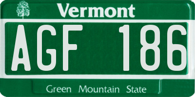VT license plate AGF186