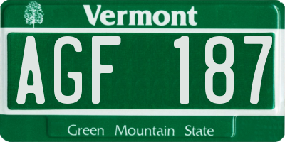 VT license plate AGF187