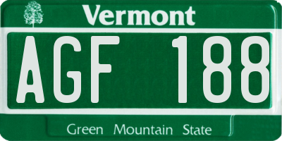 VT license plate AGF188