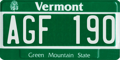 VT license plate AGF190