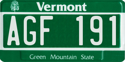 VT license plate AGF191