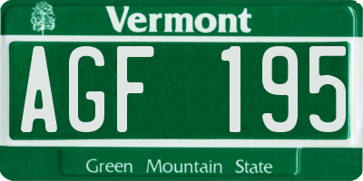 VT license plate AGF195