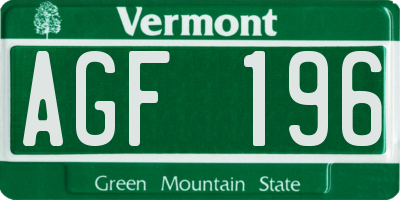 VT license plate AGF196