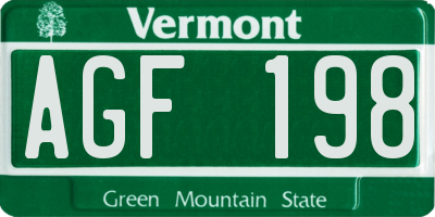 VT license plate AGF198