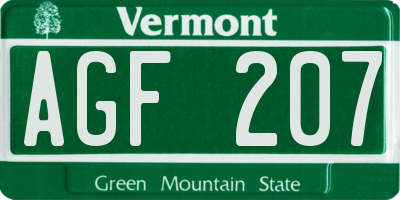 VT license plate AGF207