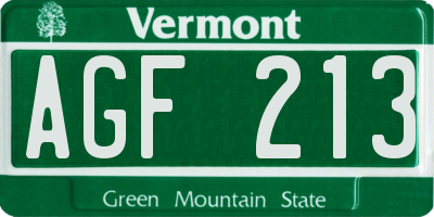 VT license plate AGF213