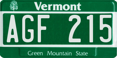 VT license plate AGF215