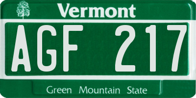 VT license plate AGF217