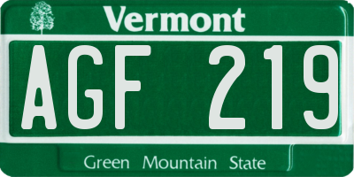 VT license plate AGF219