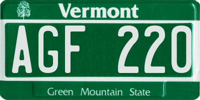 VT license plate AGF220