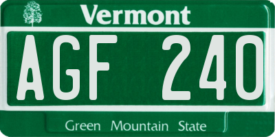 VT license plate AGF240