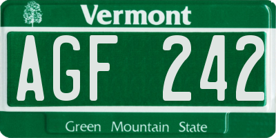 VT license plate AGF242