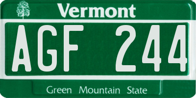 VT license plate AGF244