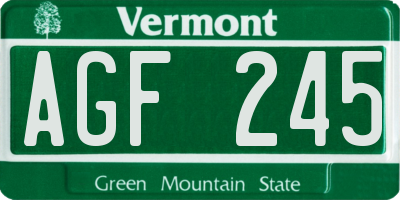VT license plate AGF245
