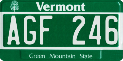 VT license plate AGF246