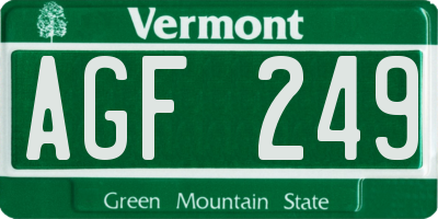 VT license plate AGF249