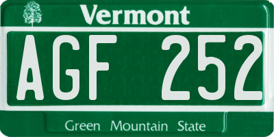 VT license plate AGF252
