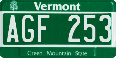 VT license plate AGF253