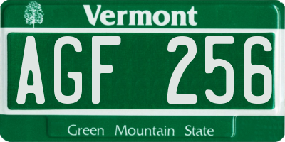 VT license plate AGF256