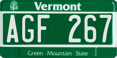 VT license plate AGF267
