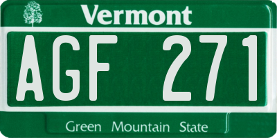 VT license plate AGF271
