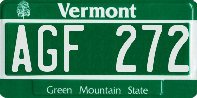 VT license plate AGF272